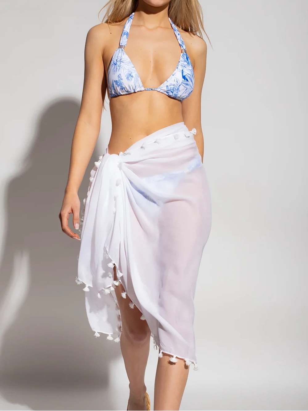 Melissa Odabash white Tassel Trim Pareo sarong *